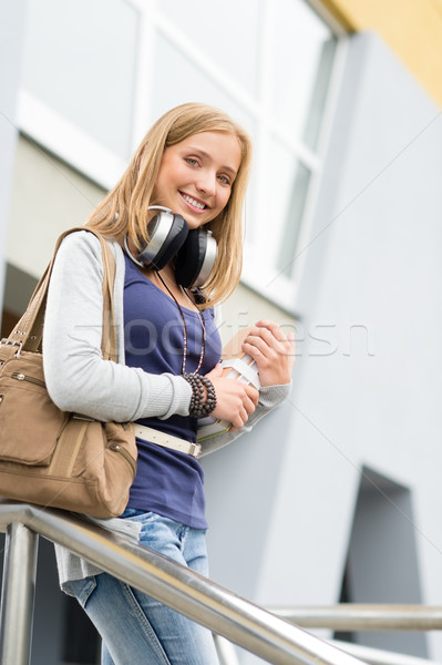 Young student woman leaving school building Stock photo © CandyboxPhoto
