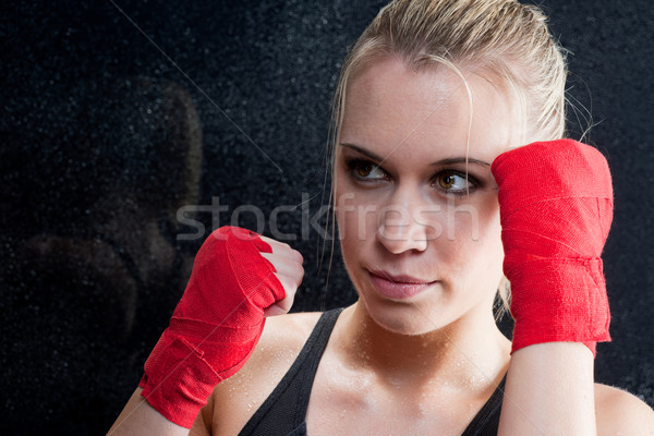Boxing training blond woman sparring Stock photo © CandyboxPhoto