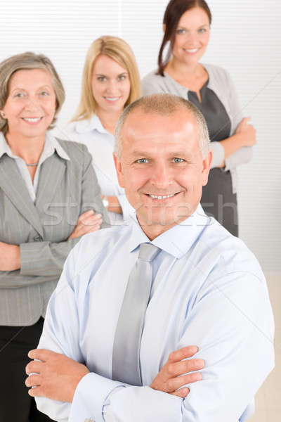 Foto stock: Equipo · de · negocios · altos · gerente · feliz · colegas · empresario