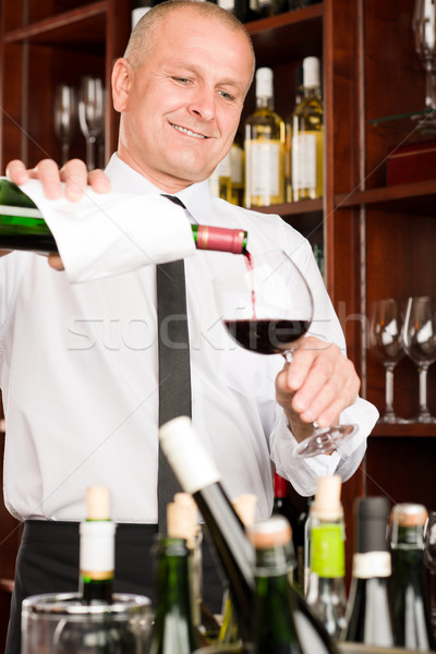 Weinbar Kellner Glas Restaurant bar Stock foto © CandyboxPhoto