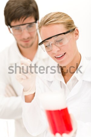 Naukowcy laboratorium grypa wirusa probówki czerwony Zdjęcia stock © CandyboxPhoto