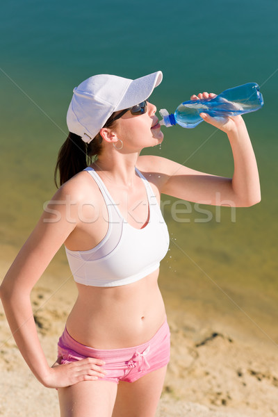 Summer sport fit woman drink water bottle Stock photo © CandyboxPhoto