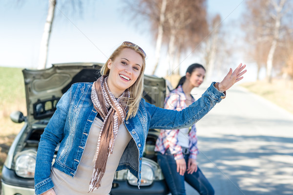 Car defect two women wait for help Stock photo © CandyboxPhoto