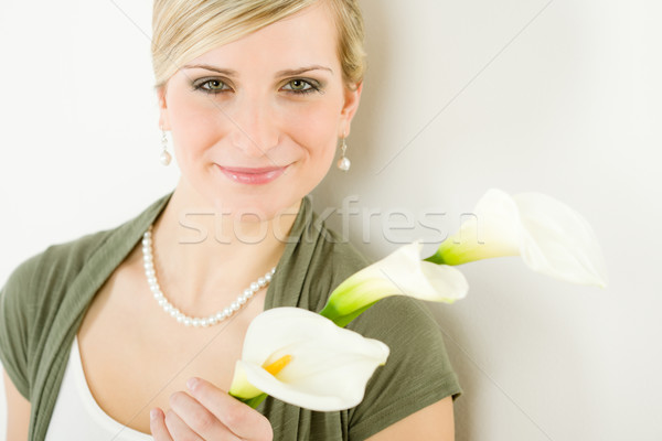 Romantic woman hold calla lily flower Stock photo © CandyboxPhoto
