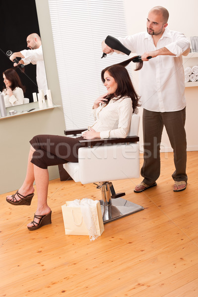 профессиональных парикмахер фен салона клиентов мужчины Сток-фото © CandyboxPhoto