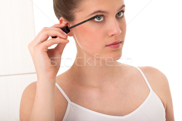 Lichaam zorg jonge vrouw mascara badkamer Stockfoto © CandyboxPhoto