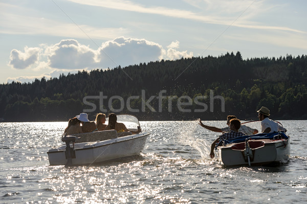 Silhouette of people racing with powerboats Stock photo © CandyboxPhoto