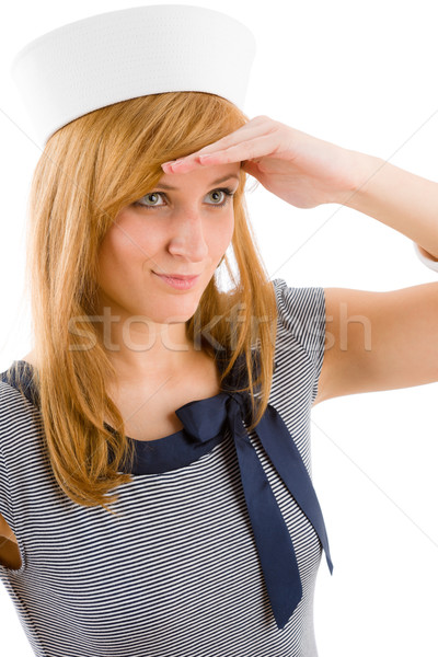 Young marine woman saluting navy outfit Stock photo © CandyboxPhoto