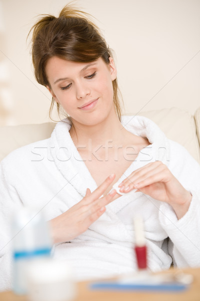 Lichaam zorg vrouw nagellak badjas home Stockfoto © CandyboxPhoto
