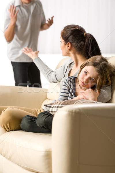 Stock photo: Suffering girl from parents separation and fights