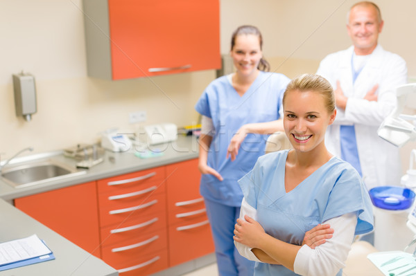 Team Zahnarzt Krankenschwestern Zahnarztpraxis posiert Frau Stock foto © CandyboxPhoto