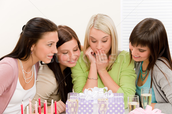 Birthday party - surprised woman getting present Stock photo © CandyboxPhoto