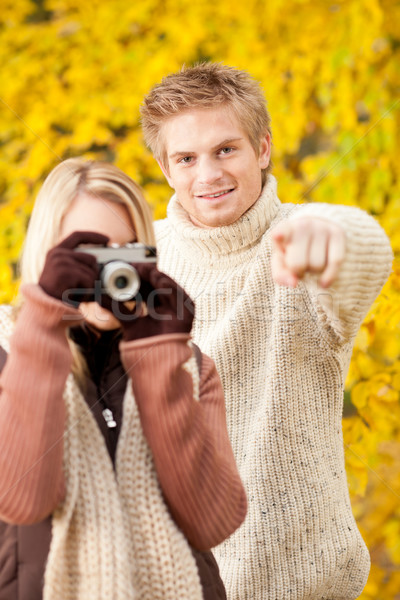 Outono casal foto câmera parque Foto stock © CandyboxPhoto
