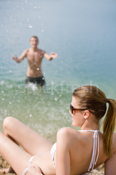 çift plaj kadın bikini güneşlenme deniz Stok fotoğraf © CandyboxPhoto