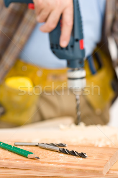 Home improvement - handyman drilling wood Stock photo © CandyboxPhoto