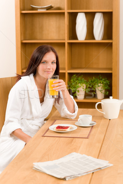 Breakfast home happy woman with orange juice Stock photo © CandyboxPhoto