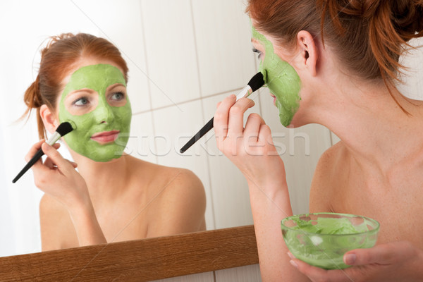 [[stock_photo]]: Corps · soins · jeune · femme · masque · vert