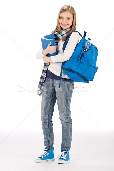 Student teenager woman with schoolbag book Stock photo © CandyboxPhoto