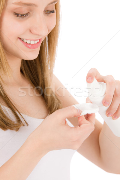 Akne genç kadın krem beyaz Stok fotoğraf © CandyboxPhoto