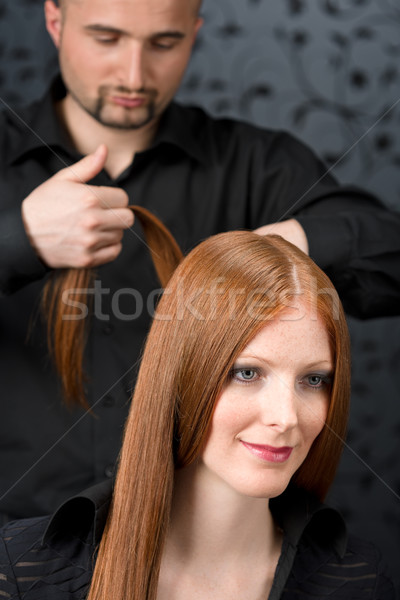 Professional hairdresser with fashion model at luxury salon Stock photo © CandyboxPhoto