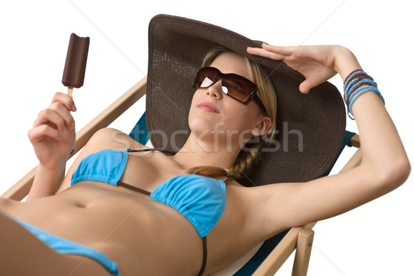 Beach - Attractive woman with hat and ice lolly  Stock photo © CandyboxPhoto