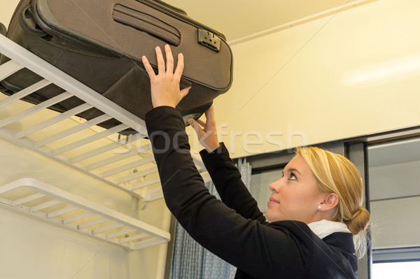 Nő csomagok vonat fogas ingázó utazás Stock fotó © CandyboxPhoto