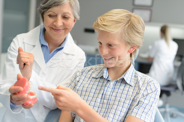 Jugendlich Patienten Junge Zahnarzt Frau zeigen Stock foto © CandyboxPhoto