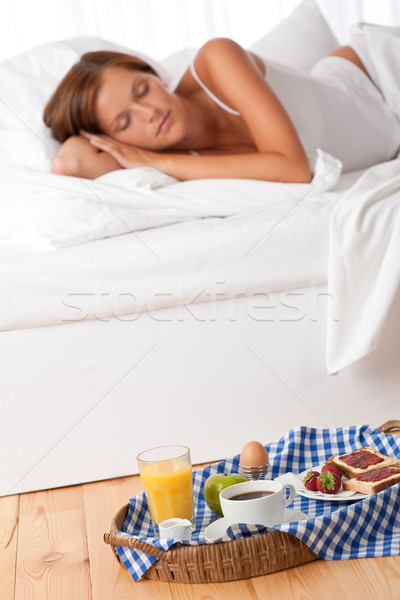 Young woman having home made breakfast Stock photo © CandyboxPhoto