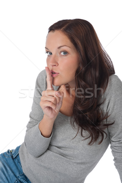Mujer hermosa silencio dedo labios blanco Foto stock © CandyboxPhoto
