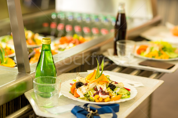 Stock photo: Canteen serving tray healthy food fresh salad