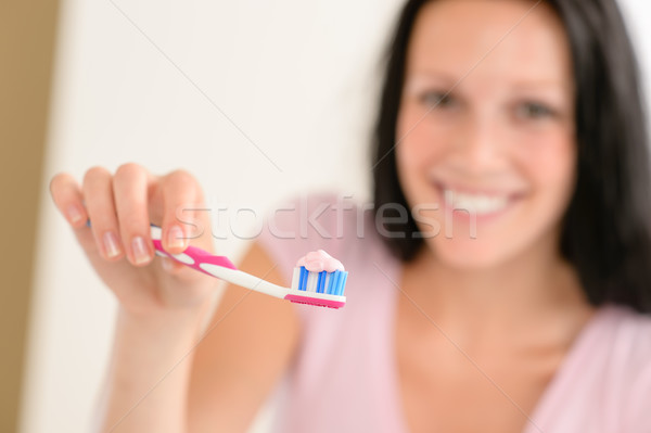 Dentifrice brosse à dents dents femme hygiène [[stock_photo]] © CandyboxPhoto