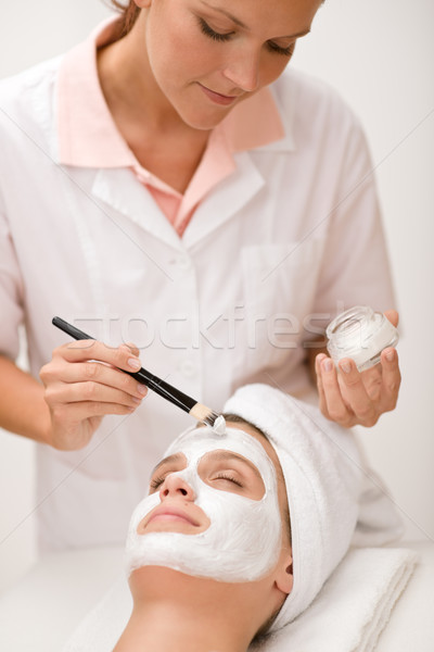 Maska kobieta salon piękności piękna kobiet szczotki Zdjęcia stock © CandyboxPhoto