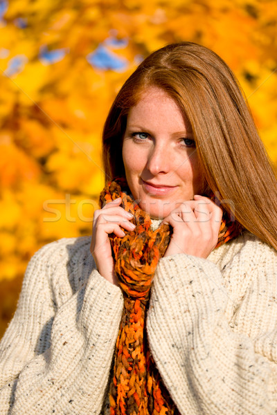 Autumn country sunset -  red hair woman Stock photo © CandyboxPhoto