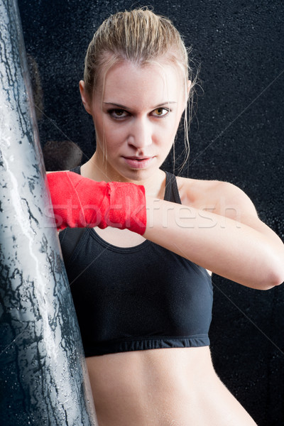 Boxing training blond woman sparring Stock photo © CandyboxPhoto