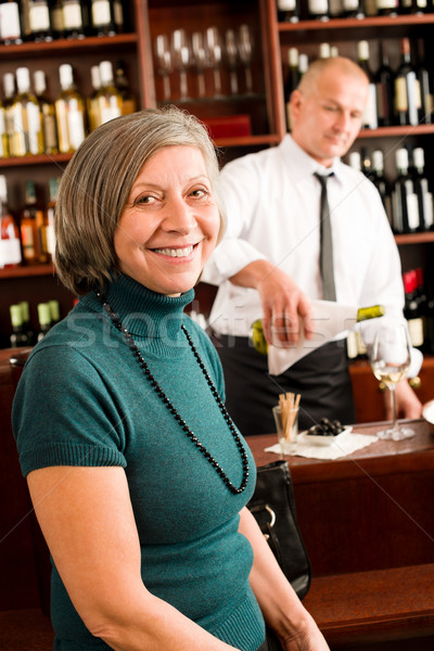 Wine bar senior woman enjoy wine glass Stock photo © CandyboxPhoto