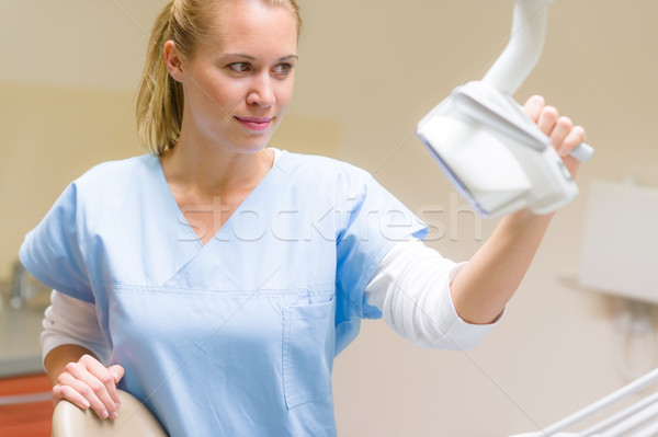 Dental assistant prepare chair for patient  Stock photo © CandyboxPhoto