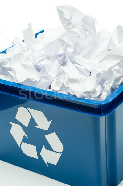 [[stock_photo]]: Bleu · recyclage · boîte · papier · déchets