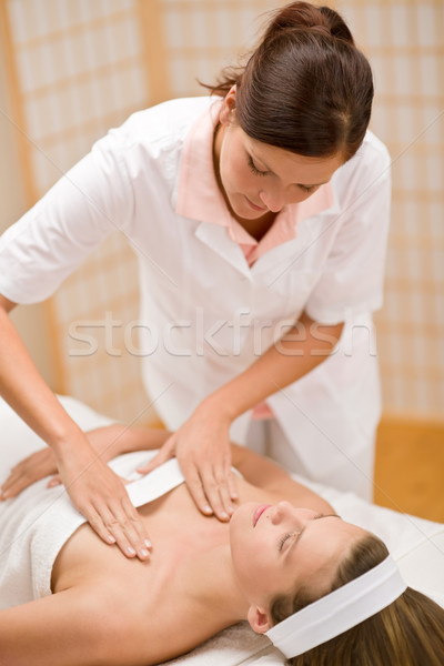 Skincare - woman cleavage massage at salon Stock photo © CandyboxPhoto