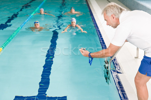 Yüzme havuzu eğitim rekabet sınıf koç Stok fotoğraf © CandyboxPhoto