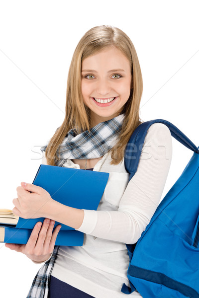 Student teenager woman with schoolbag hold books Stock photo © CandyboxPhoto