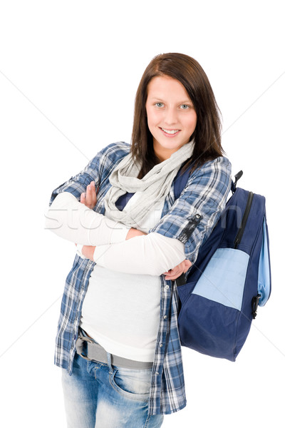 Student teenager happy girl with schoolbag Stock photo © CandyboxPhoto