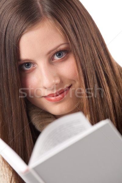 肖像 小さな 幸せ 女性 図書 着用 ストックフォト © CandyboxPhoto