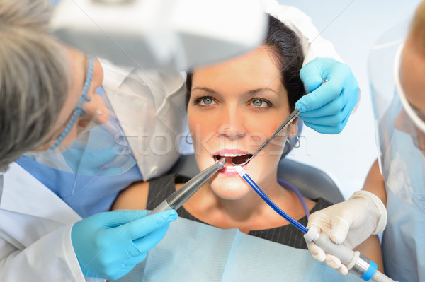 Egészséges fogak beteg fogorvosi rendelő nő fogászati Stock fotó © CandyboxPhoto