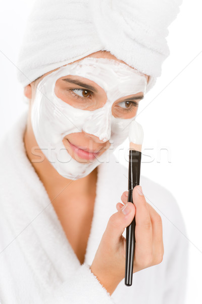 Adolescent problema ingrijirea pielii femeie masca frumuseţe Imagine de stoc © CandyboxPhoto
