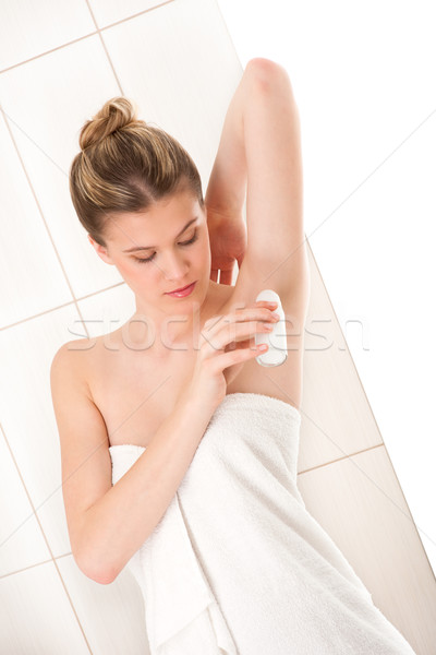 Test törődés gyönyörű nő jelentkezik dezodor fürdőszoba Stock fotó © CandyboxPhoto