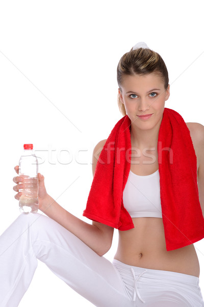 Fitness - Young sportive woman with water and towel Stock photo © CandyboxPhoto