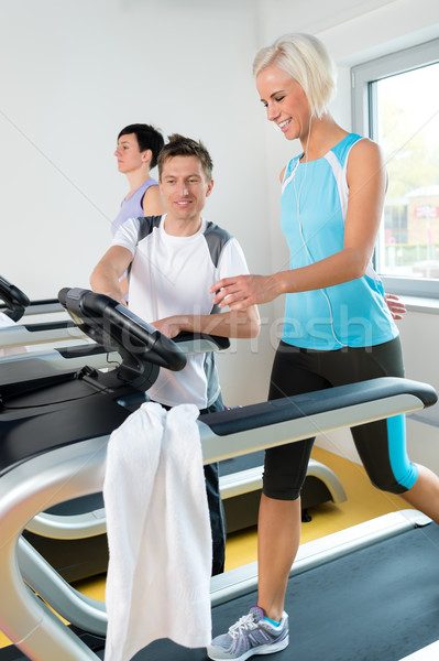 Young fitness instructor woman running at gym Stock photo © CandyboxPhoto