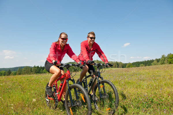 верховая езда горных велосипедов весны луговой Сток-фото © CandyboxPhoto