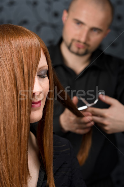 Professional hairdresser with fashion model at luxury salon Stock photo © CandyboxPhoto