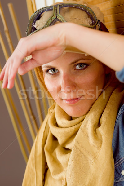 Young woman sunburned face with pilot goggles Stock photo © CandyboxPhoto